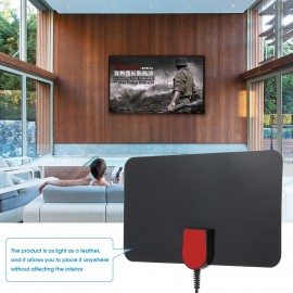 Indoor Digital TV Antenna HD Signal Flat Panel UHF FM HDTV Antenna Signal Receiver Black