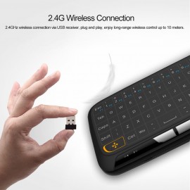 H18 2.4GHz Wireless Keyboard Full Touchpad Remote Control Keyboard Mouse Mode with Large Touch Pad Vibration Feedback for Smart TV Android TV Box PC Laptop