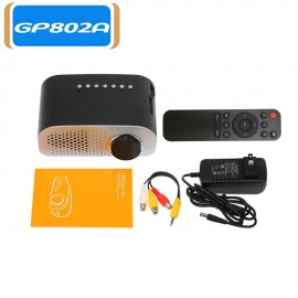 GP802A Projector Mini Portable 100 Lumen Video Projector LED with Built-in Speaker Support HD / VGA / AV / USB / SD 3.5mm Interface for Home Theater Entertainment