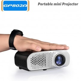 GP802A Projector Mini Portable 100 Lumen Video Projector LED with Built-in Speaker Support HD / VGA / AV / USB / SD 3.5mm Interface for Home Theater Entertainment
