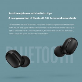 Global Version Xiaomi Redmi AirDots Wireless Earphones Mi True Wireless Earbuds Basic Mini Dual BTV5.0 Earphones 3D Stereo Sound Earbuds with Dual Microphone Google Voice Assistant and Charging box