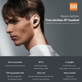 Global Version Xiaomi Redmi AirDots Wireless Earphones Mi True Wireless Earbuds Basic Mini Dual BTV5.0 Earphones 3D Stereo Sound Earbuds with Dual Microphone Google Voice Assistant and Charging box