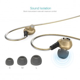 dodocool EL Glowing Blue Light In-Ear Stereo Sport Earphones 3.5 mm Audio Plug with Mic Noise Cancellation Sweatproof Gold