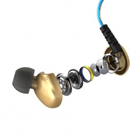 dodocool EL Glowing Blue Light In-Ear Stereo Sport Earphones 3.5 mm Audio Plug with Mic Noise Cancellation Sweatproof Gold