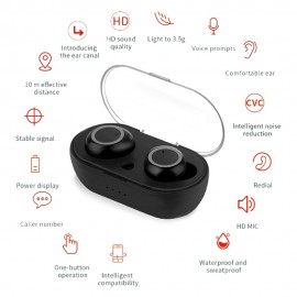 TWS BTH-i30 True Wireless Stereo Bluetooth Headphones with Mic Wireless Earphones Invisible Earbuds Touch Control Sports Headset with 400mAh Charging Case