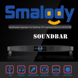 Smalody Soundbar USB Powered Speakers Home Theater 5W Stereo Subwoofer w/ Microphone Headphone Jack Support LINE IN Music Play for TV Desktop Computer