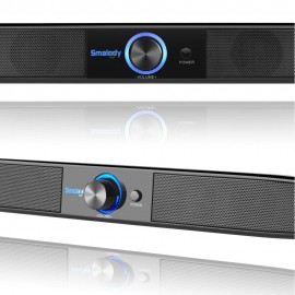 Smalody Soundbar USB Powered Speakers Home Theater 5W Stereo Subwoofer w/ Microphone Headphone Jack Support LINE IN Music Play for TV Desktop Computer