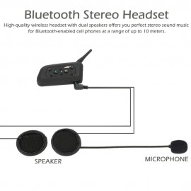 V6-1200 Motorcycle Bluetooth Headset / Intercom 1200M Hands-free Interphone Helmet Headset Black for Six Motorcycle Riders