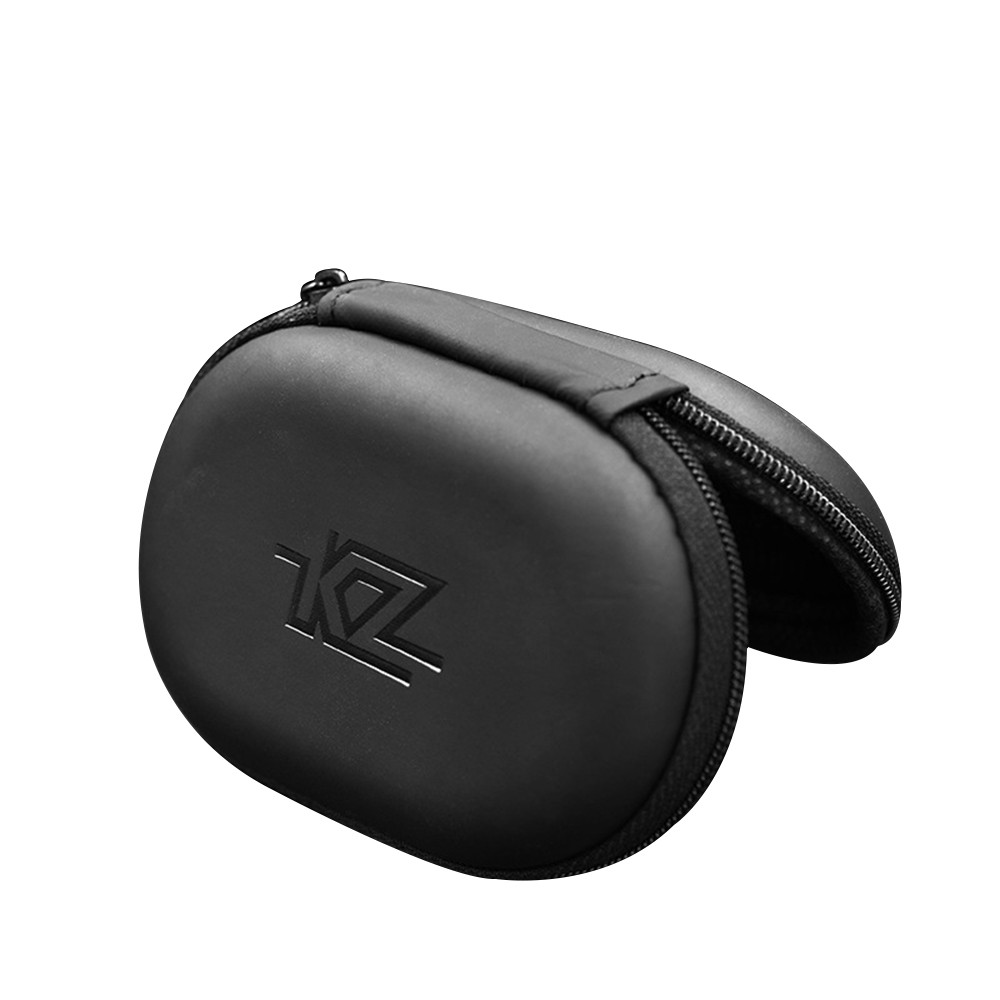 KZ headphone storage bag PU leather high-grade waterproof and dustproof shockproof digital wire protection portable zipper bag Black storage bag