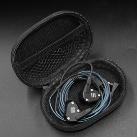 KZ headphone storage bag PU leather high-grade waterproof and dustproof shockproof digital wire protection portable zipper bag Black storage bag