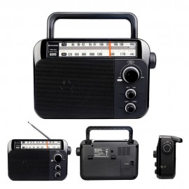 Retekess TR604 AM / FM Radio for the Elderly Two Band Radio Portable Handle Battery & AC Powered Black