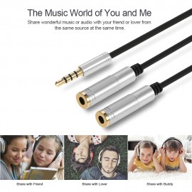3.5mm Audio Splitter Cable AUX Stereo 1 Male to 2 Female Headphone Extension Cable Adapter for Smart Phone Tablet PC Laptop other 3.5mm Audio Devices Black